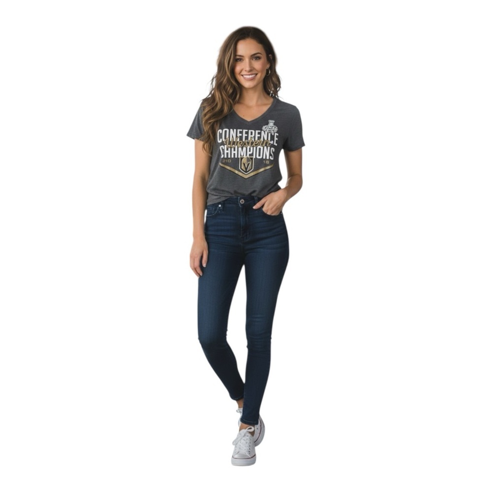 Las Vegas Golden Knights NHL Womens Size M V-Neck 2018 Champion T-Shirt Fanatics